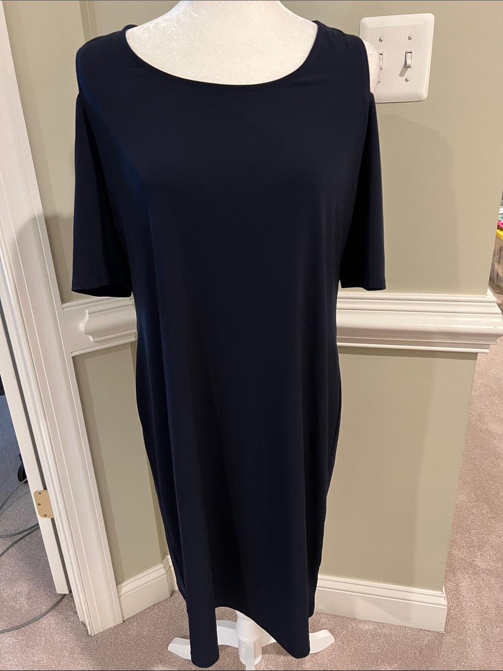 Chico's Navy Shift Cold Shoulder Midi Dress - Chico’s 2